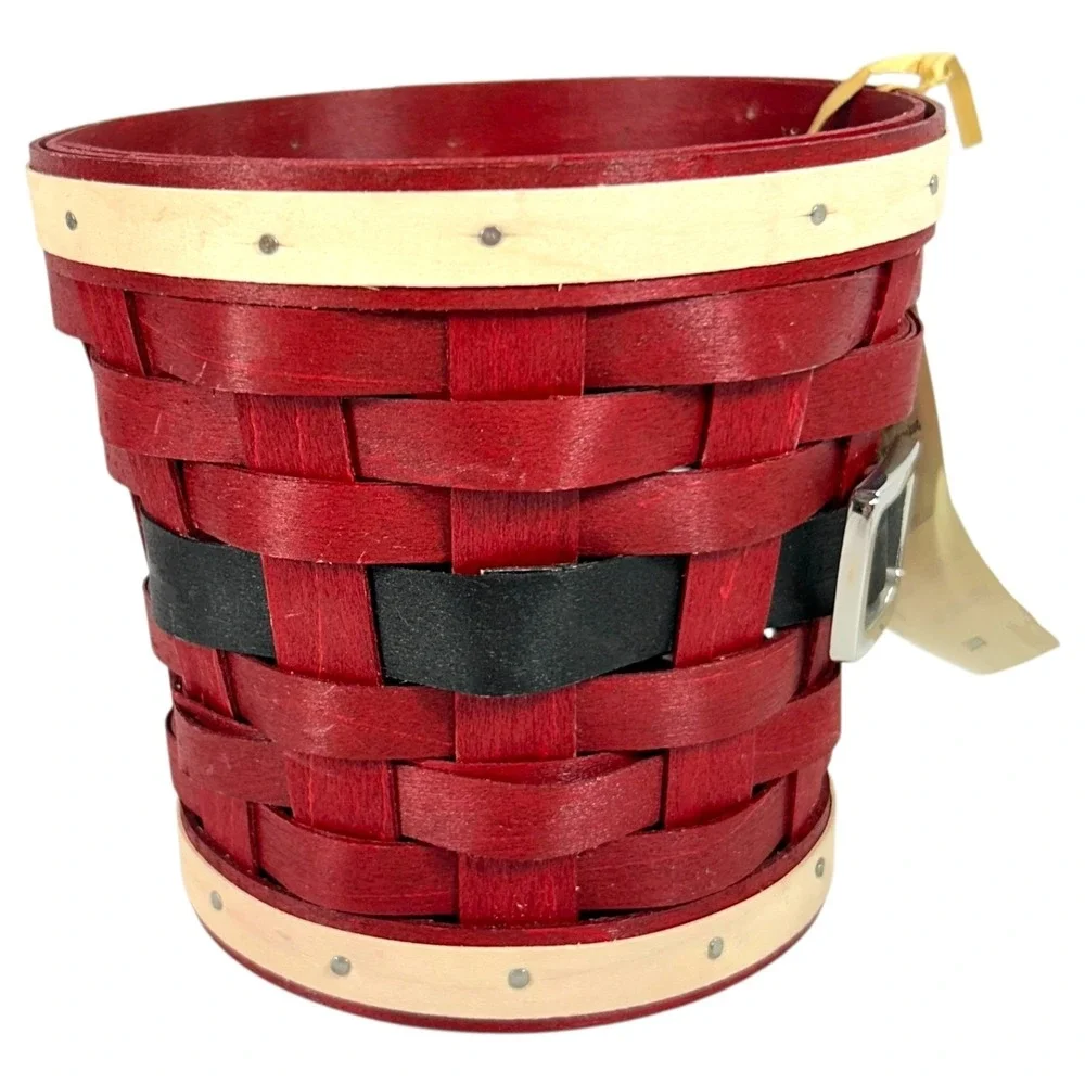 Longaberger SANTA BELLY BABY Basket 2015 with Tag Red Black White